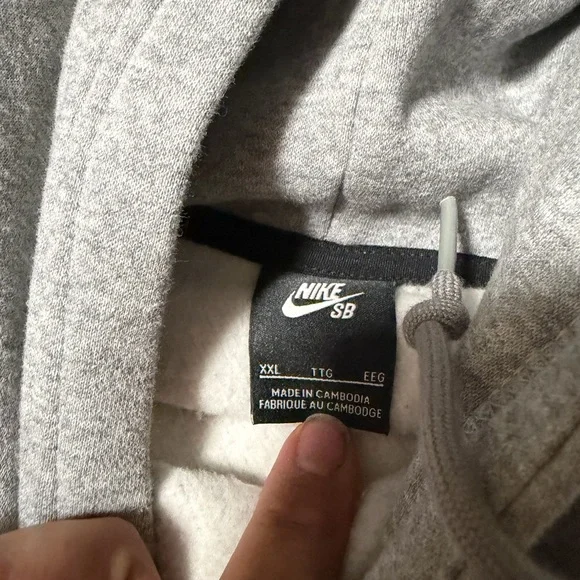 Nike SB Gray hoodie with Red Swoosh and Blue Script - Picture 2 of 3